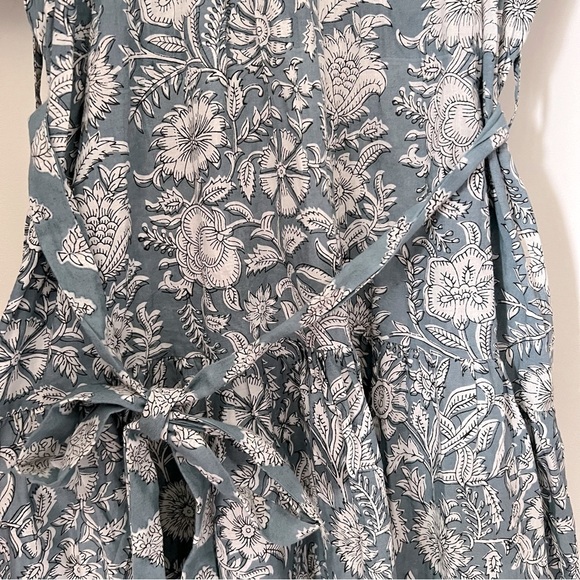 Marea The House Dress Blue Modern Floral Cotton Midi Prairie Cottagecore Summer - Picture 8 of 16